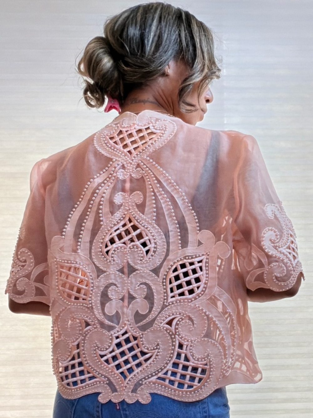 Vintage Orlando Rossi Sheer Beaded Organza Jacket - Picture 5 of 7